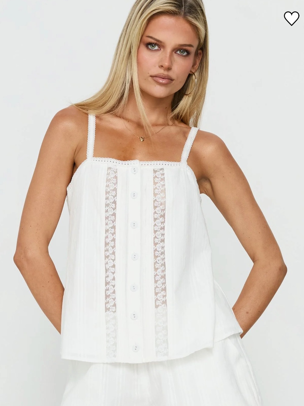 Princess Polly White Lace-Trim Sleep Cami